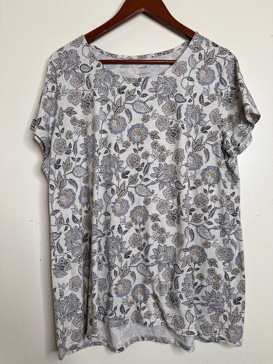 J. Jill Tops - J. Jill Pure Jill Size Large Scoop Neck Eliptical Tee Pima Cotton Floral Paisley